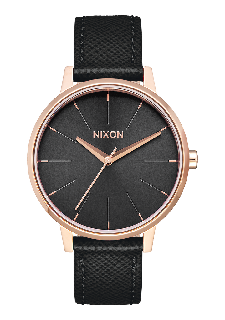 Kensington Leather Watch Rose Gold Black Women s Leather