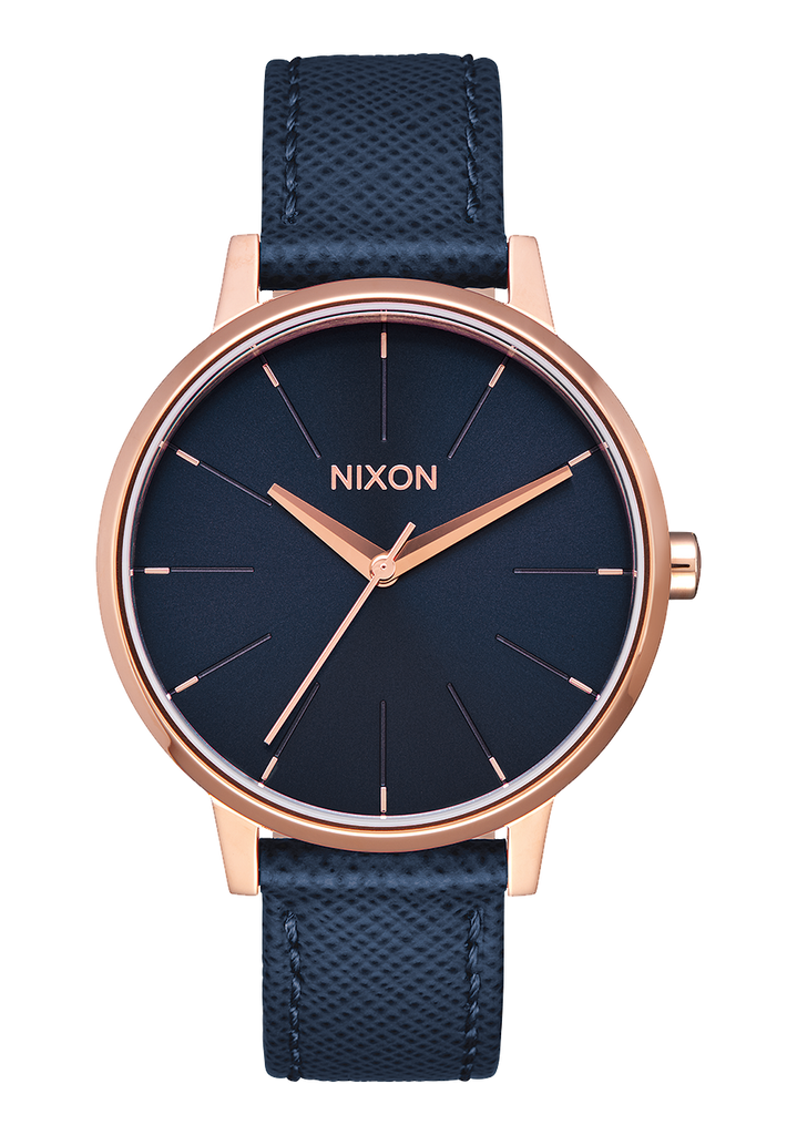 Kensington Leather Watch Navy Rose Gold Women s Leather