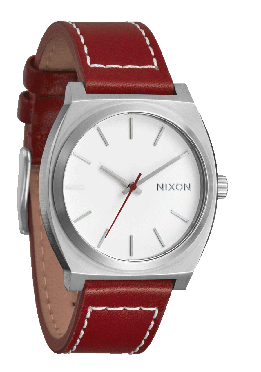 Time Teller Leather - Silver / Egret / Cranberry View 2