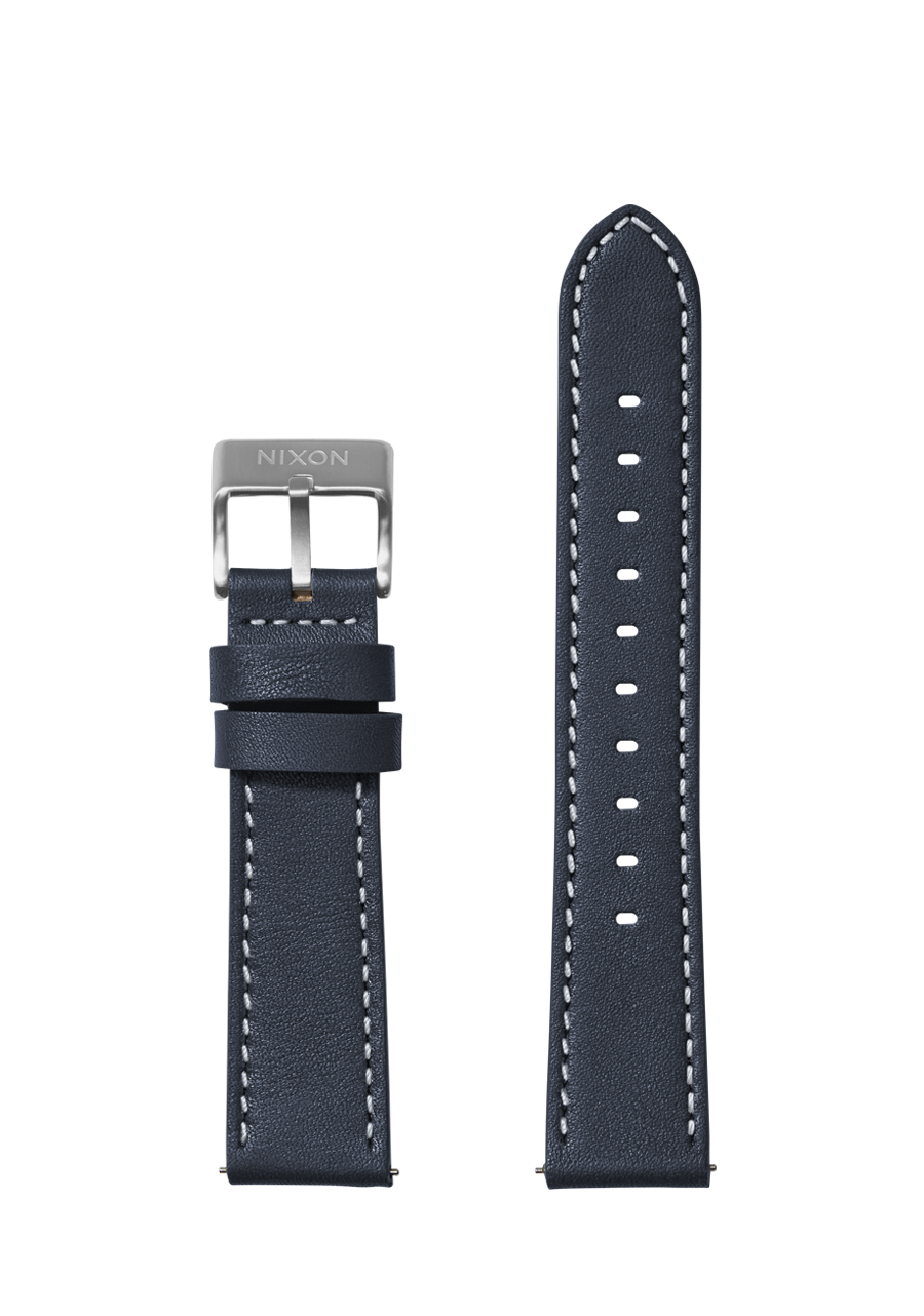 20mm Stitched Leather Band - Navy View 1