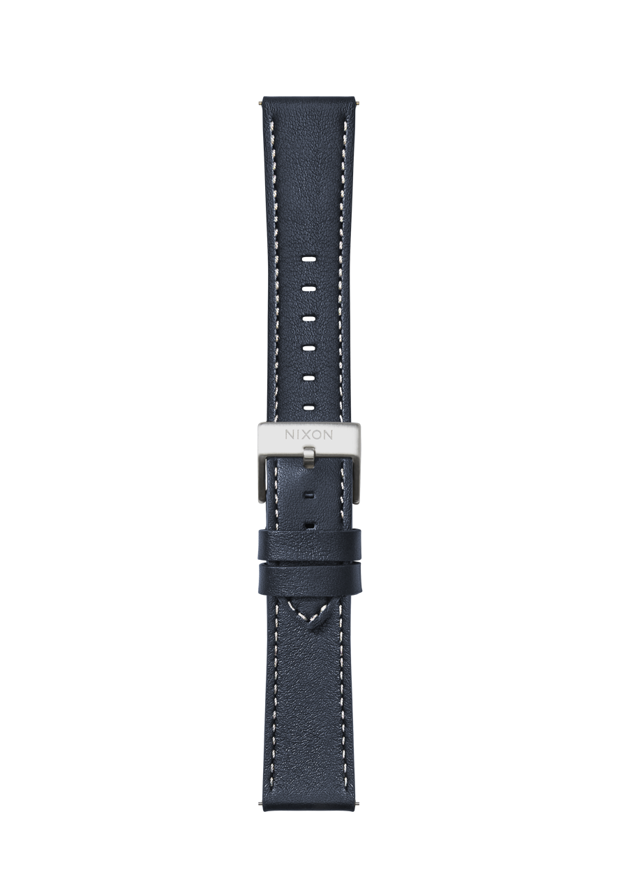 20mm Stitched Leather Band - Navy View 2