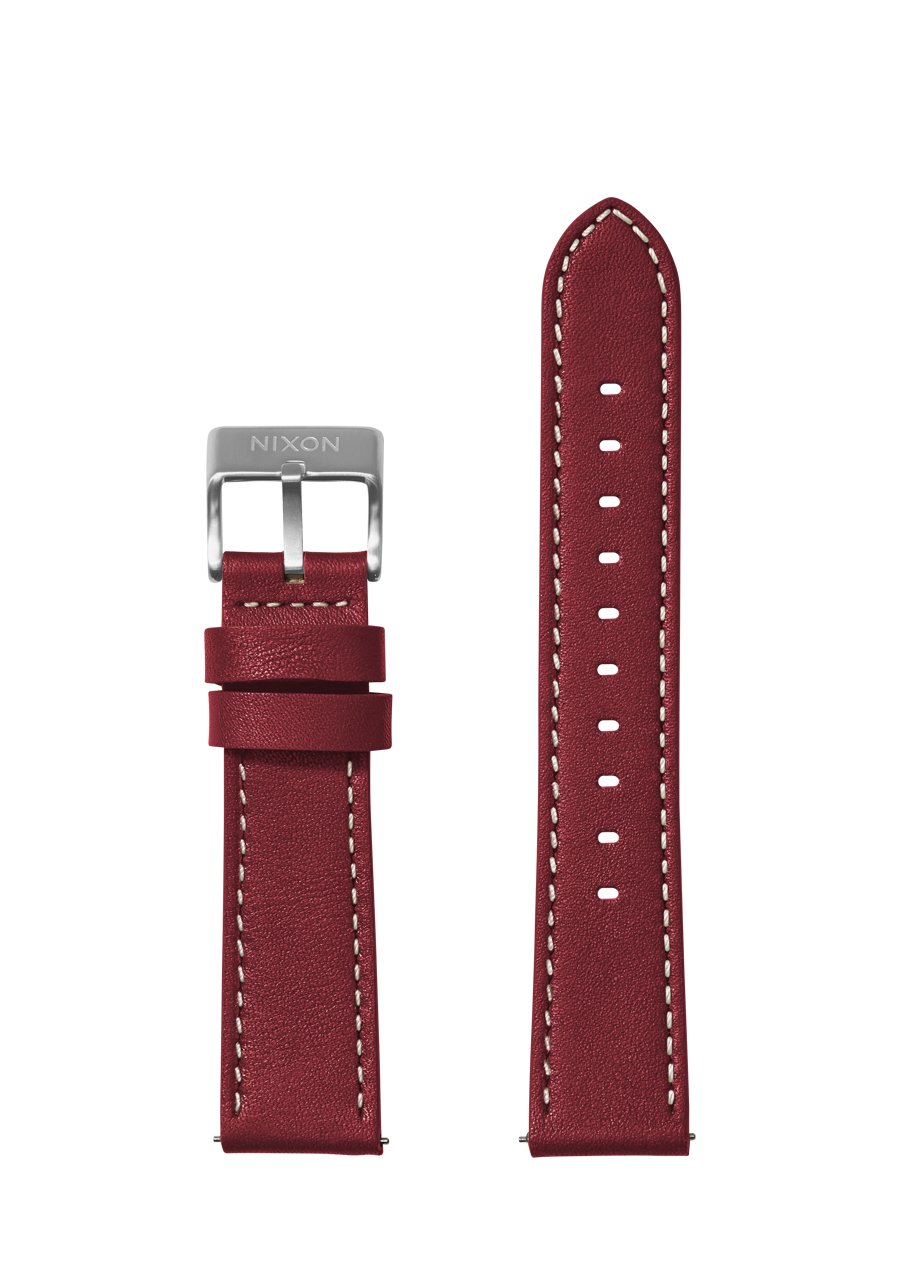 23mm Stitched Leather Band - Cranberry View 1