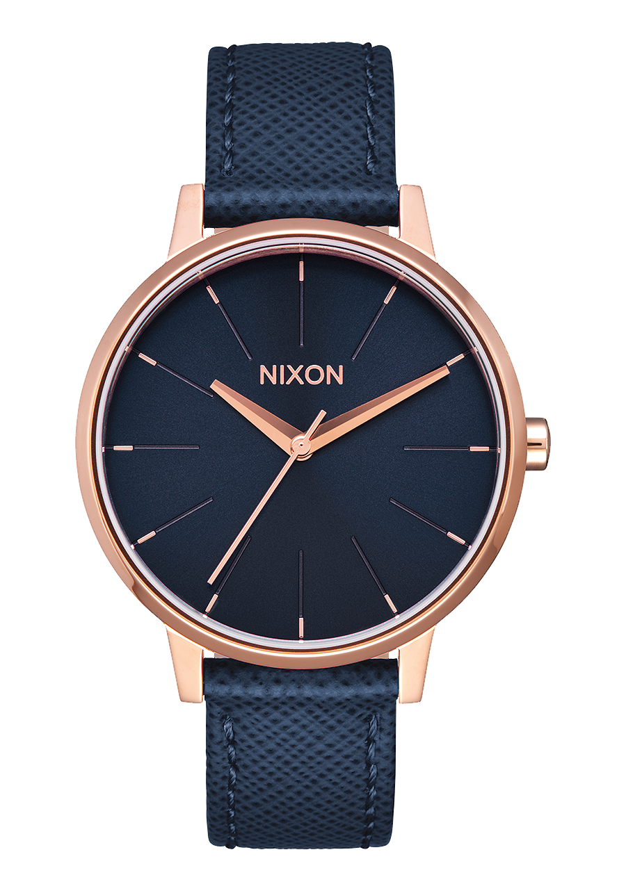 Kensington Leather Watch | Navy / Rose Gold | Women's Leather 