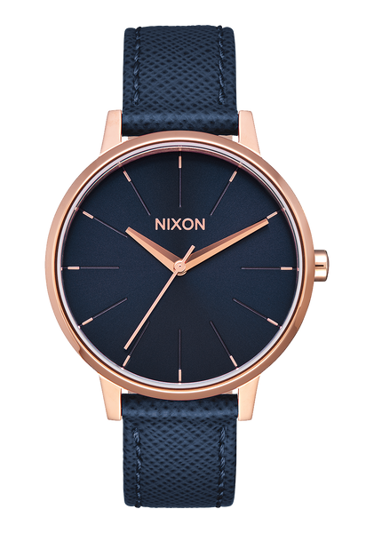 Kensington Leather Watch | Navy / Rose Gold - Nixon EU