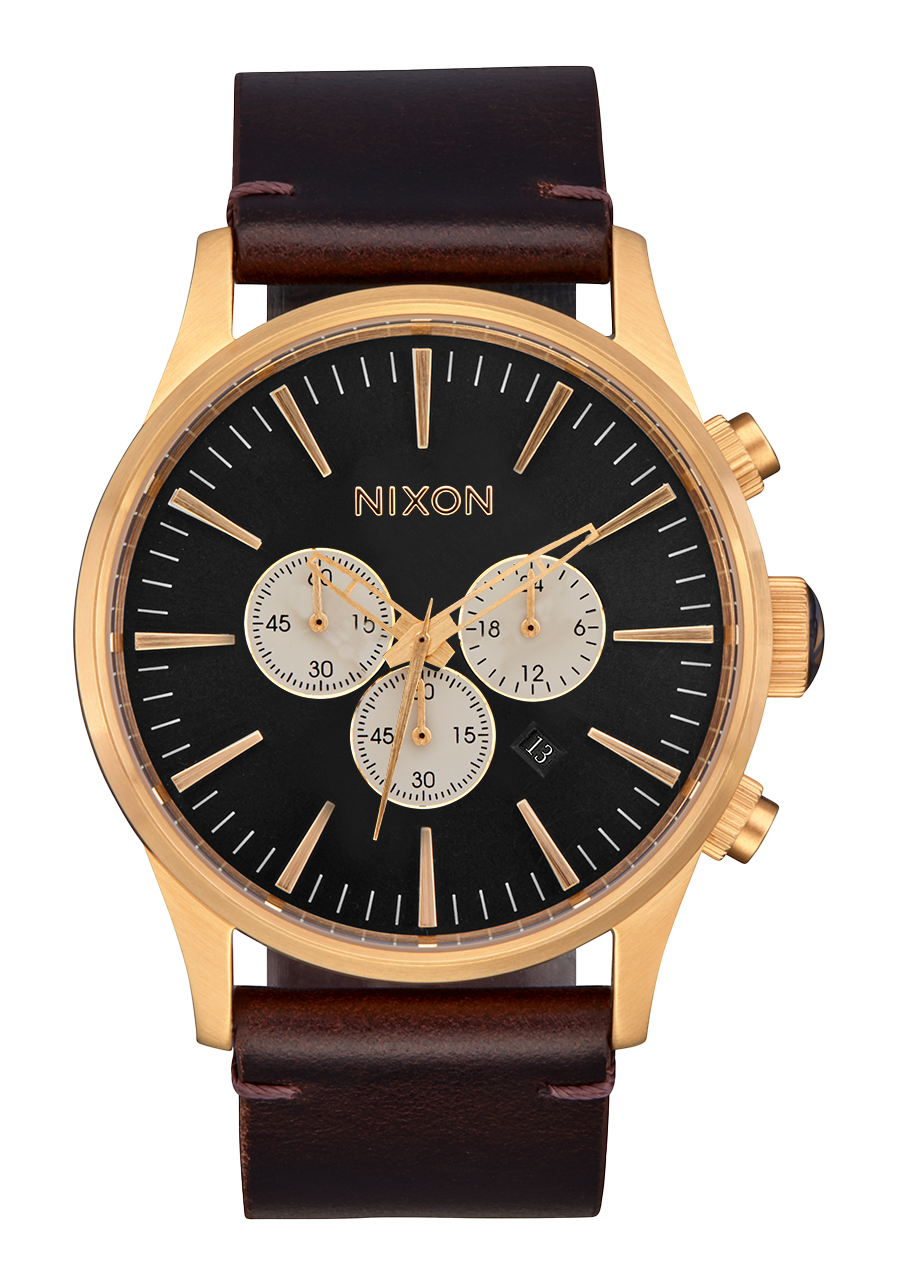 NIXON SENTRY LEATHER BLUE BROWN - 時計