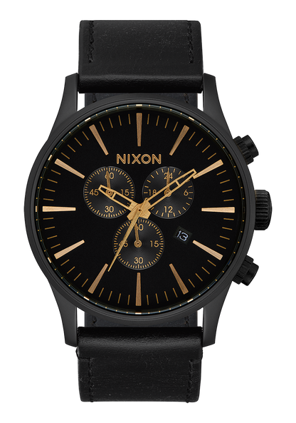 Sentry Chrono Leather - Matte Black / Gold / Black View 1