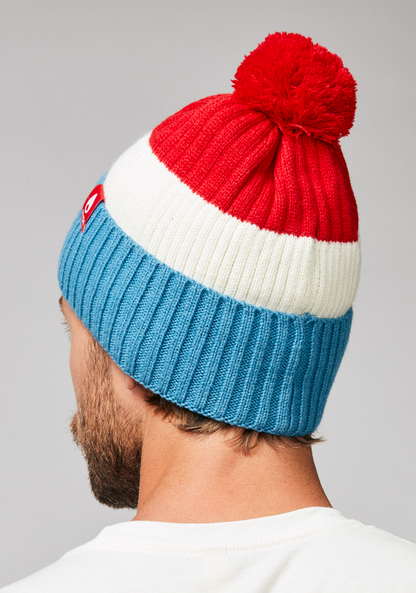 Schrader Pom Beanie - Red / Blue View 4