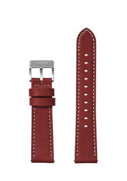 20mm Stitched Leather Band - Cranberry