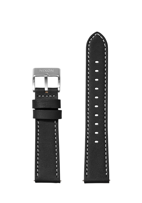 23mm Stitched Leather Band - Black