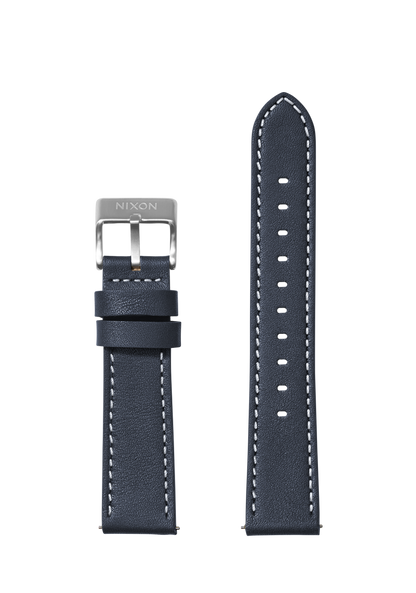 23mm Stitched Leather Band - Navy View 1