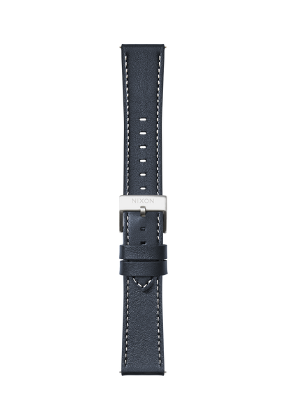 23mm Stitched Leather Band - Navy View 2